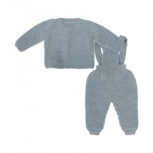 Conjunto de Peto + Chaqueta de Punto Azul Empolvado