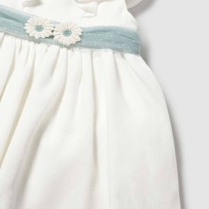 VESTIDO GASA CON FAJIN EN TUL VERDE AGUA, MAYORAL
