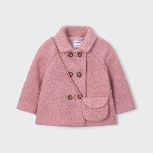 ABRIGO ROSA RIZADO CON BOLSO. MAYORAL